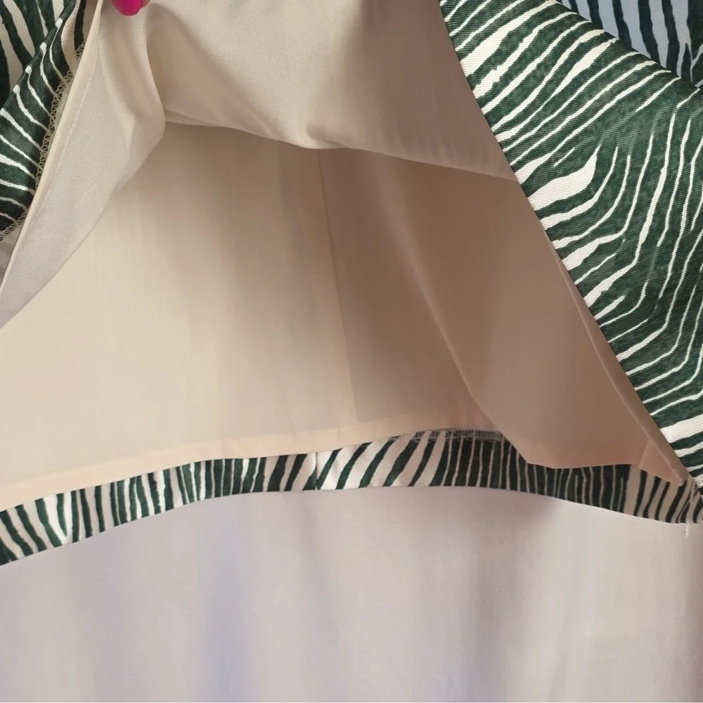 Preston & York Green & White Animal Print Lined Satin Pencil Skirt Size 16